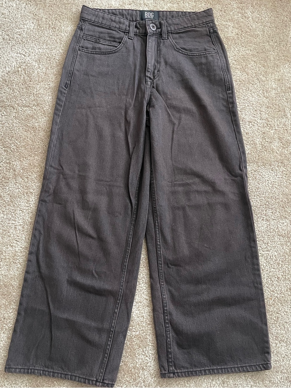 BDG Wide Leg Dark Brown Black Washed Denim Womens Size 25